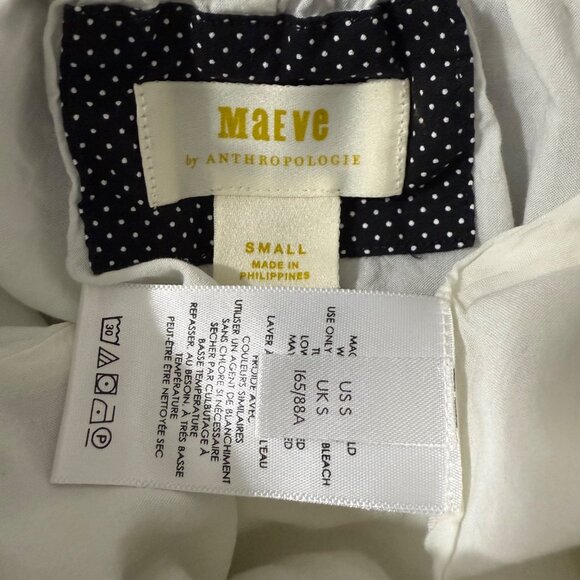 Maeve By Anthropologie Dress Women's Small Puff Sleeve Mini Back Bow Bird Print - Picture 7 of 16